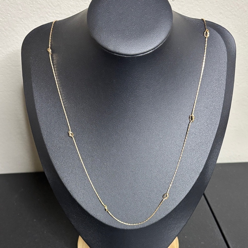 Long Love Knot Gold Tone Adjustable Dainty Chain Necklace